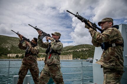 Soldiers and Sailors from Kosovo, Montenegro, Albania and the U.S. execute VBSS training