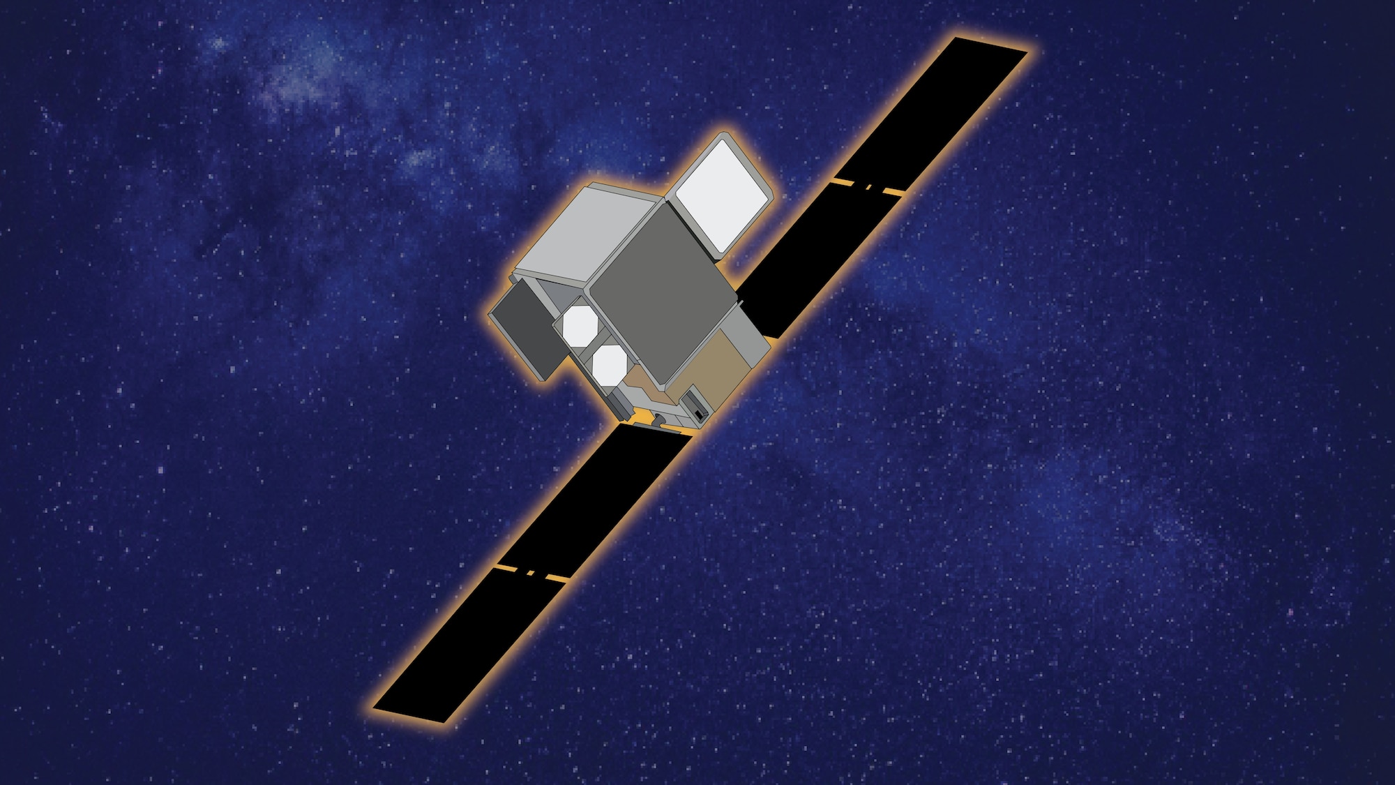 An artist’s rendering of the Ascent spacecraft, with fully deployed solar arrays. (U.S. Air Force illustration/Capt. Sunderlin Jackson)