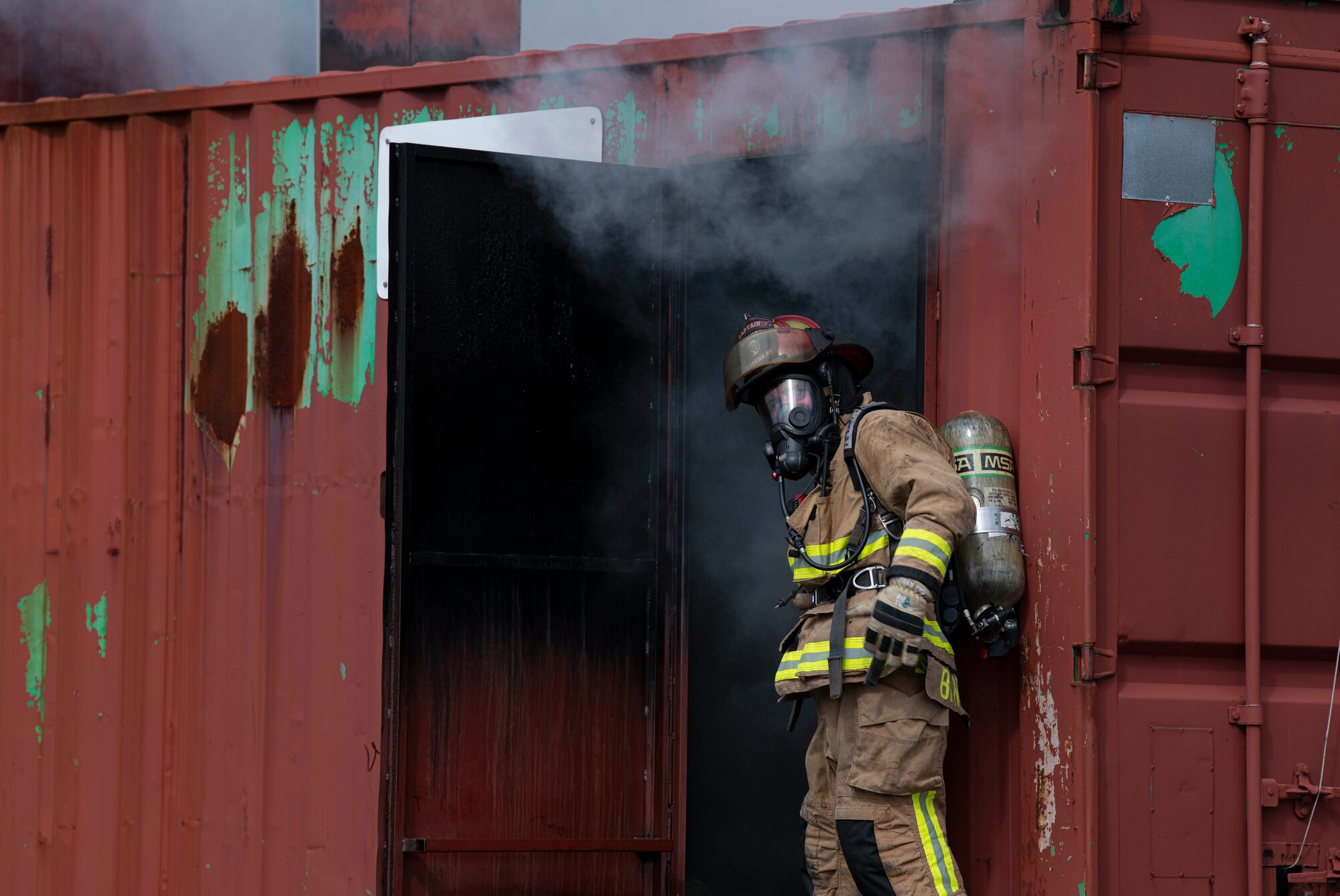 18th CES Airman exits training facility.