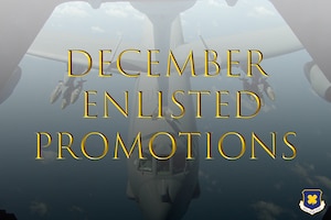 Photo of B-52 with words December Enlisted Promotions in gold