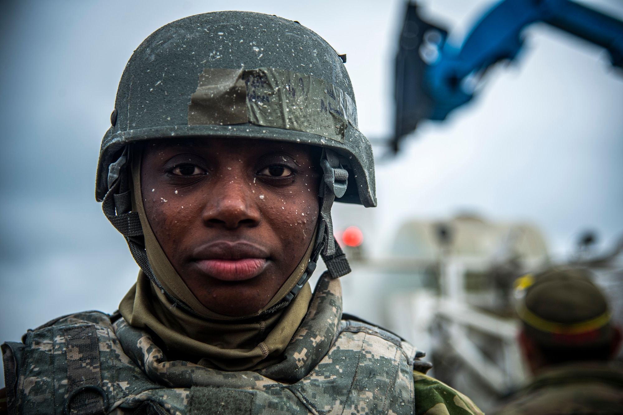 U.S. Air Force Airman 1st Class Au’Junay Nolan, Royal Air Force Lakenheath 48th Civil Engineer Squadron pavement equipment technician participates in a Silver Flag training course at Ramstein Air Base, Germany, Nov. 18, 2021.