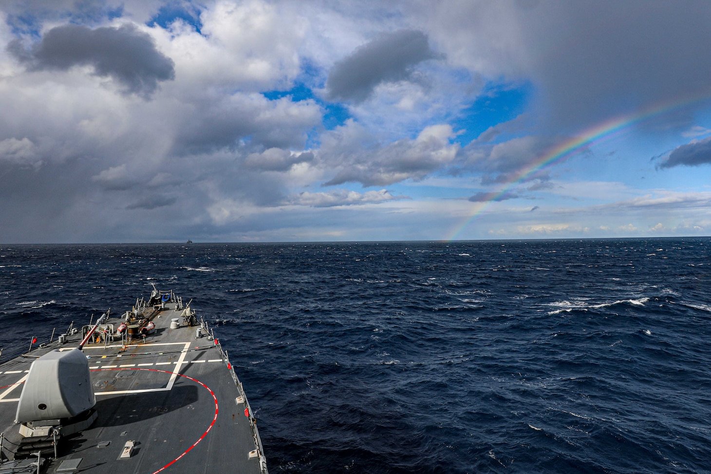 The Arleigh Burke-class guided-missile destroyer USS Porter (DDG 78) prepares for a replenishment-at-sea (RAS) with the Spanish replenishment ship ESPS Cantabria (A 15) during Exercise Polaris on Patrol 10, Nov. 29, 2021.