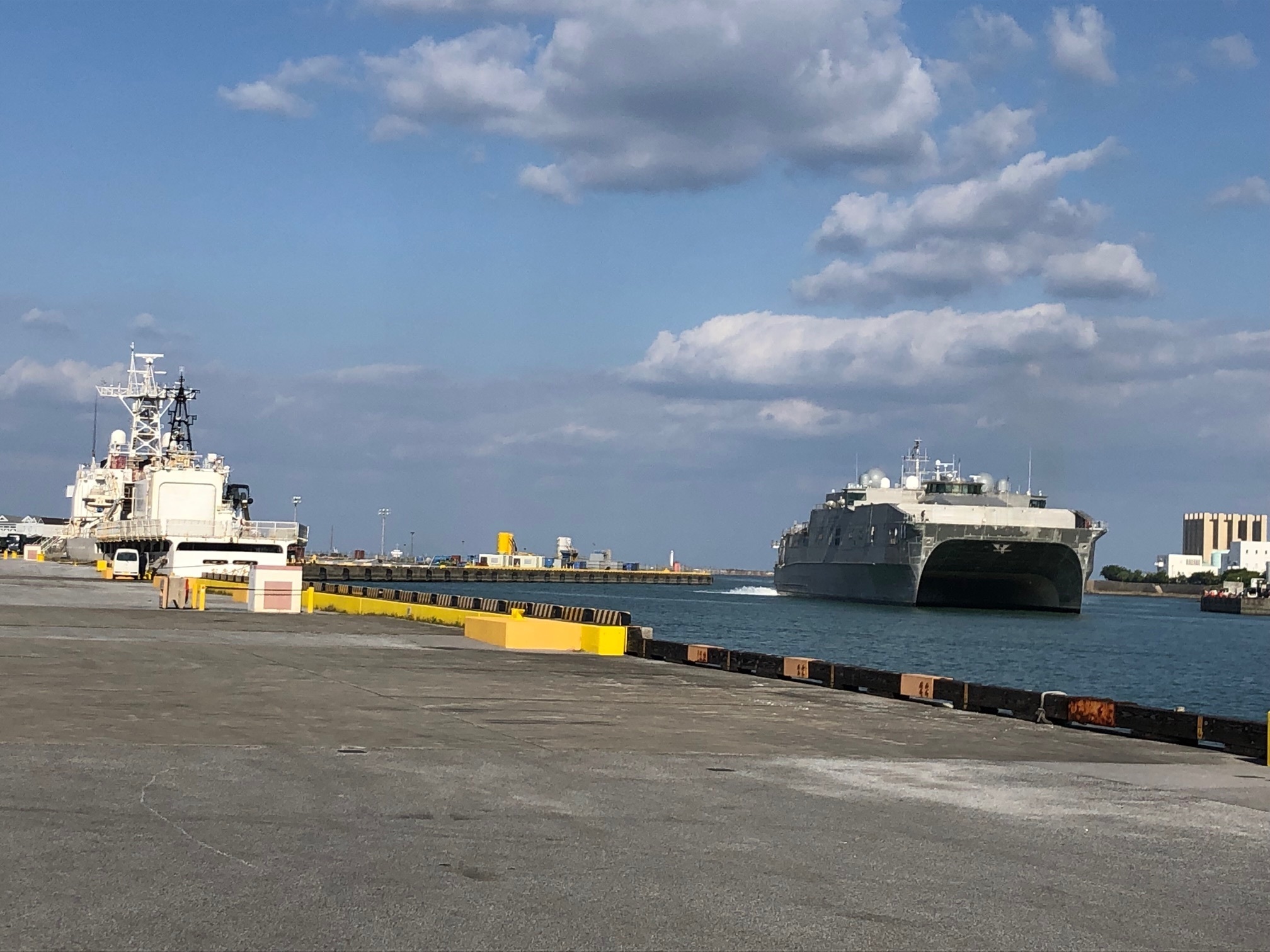 NAHA, JAPAN (Nov. 11, 2021) -- Military Sealift Command’s expeditionary fast transport ship USNS Puerto Rico (T-EPF 11) is supporting the U.S. Marine Corps during Resolute Dragon 21 in Japan, Dec 4-16.  Resolute Dragon helps strengthen the defensive capabilities of the U.S.-Japan Alliance by refining procedures for bilateral command, control and coordination in a geographically distributed environment. Fast, agile and flexible, Puerto Rico can support a wide range of missions, including humanitarian assistance and disaster relief, theater security cooperation, maritime domain awareness and noncombatant evacuations.  (Photo by Gene Palabrica)