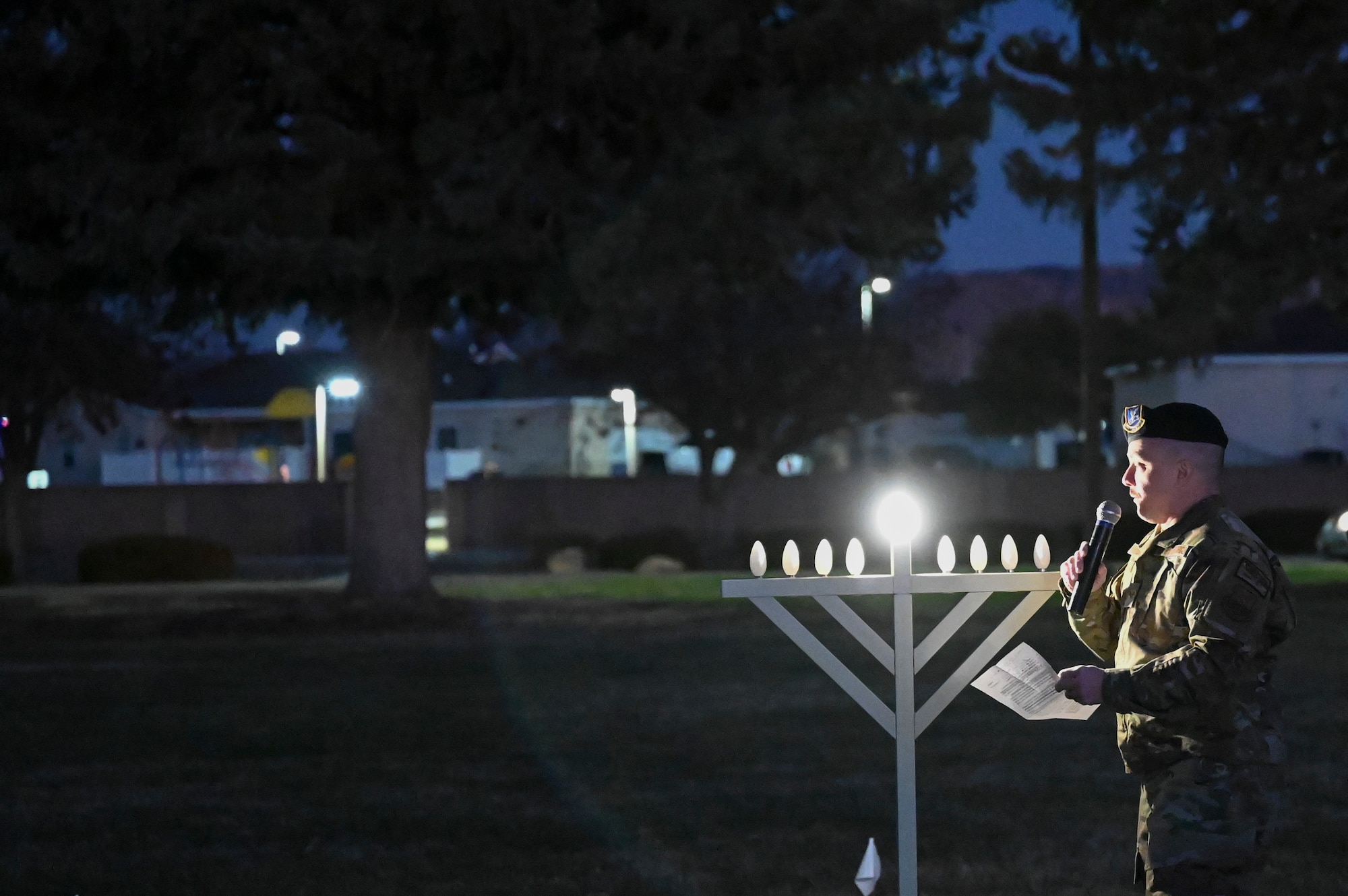 KAFB Chapel hosts tree and menorah lighting ceremony.