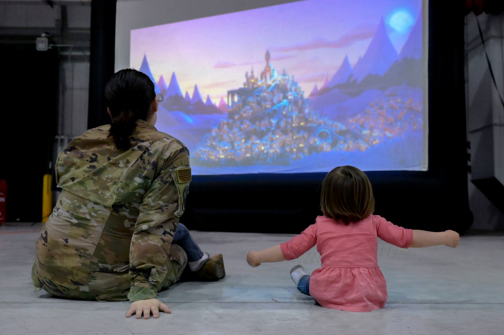 A family watches a movie together