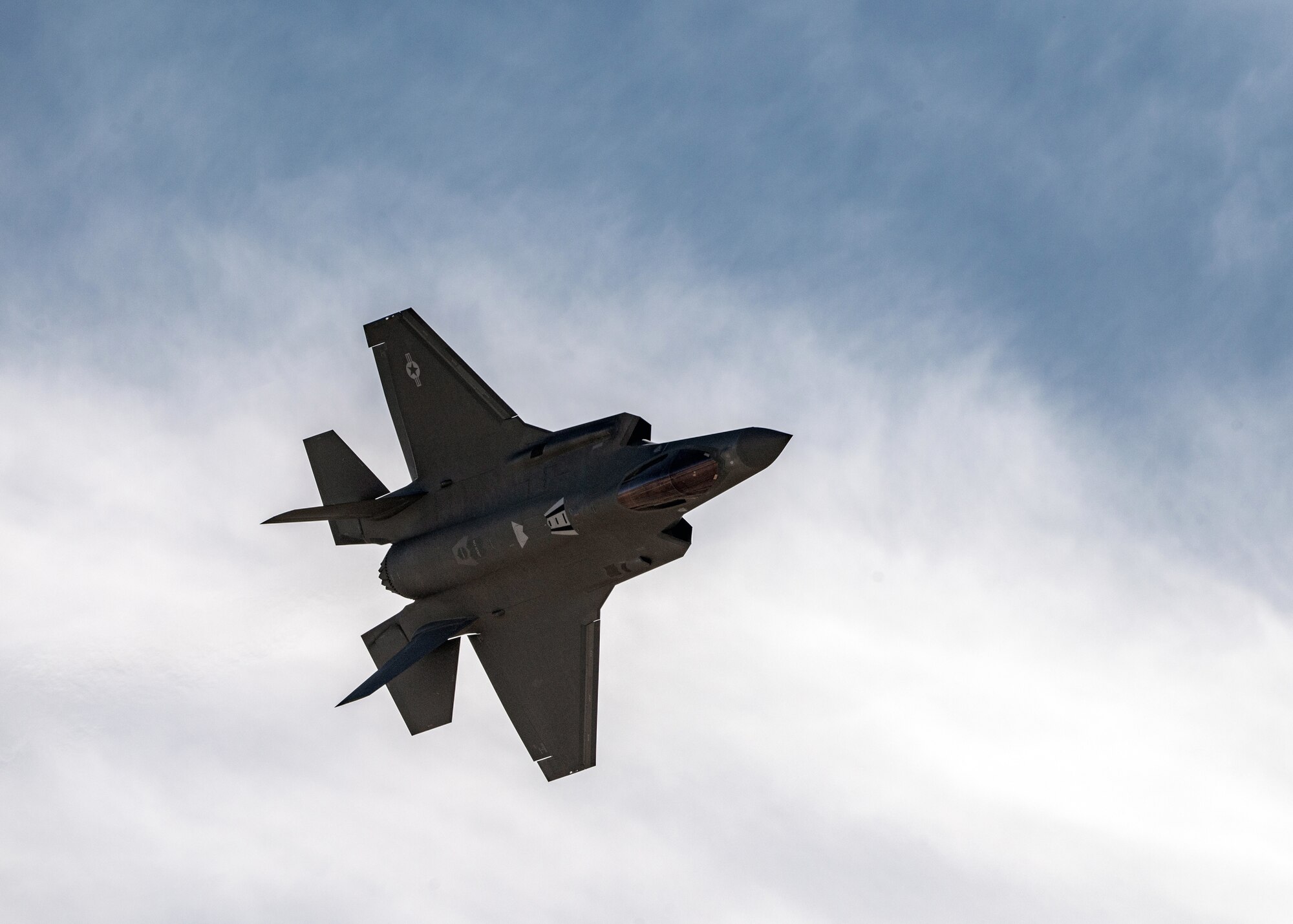 F-35A Lightning II flies during a demonstration practice