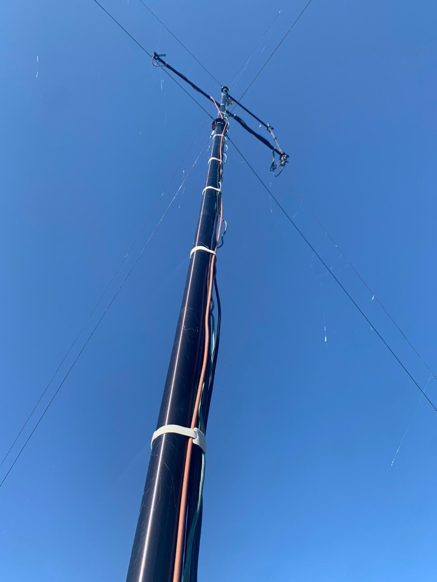 A BlueSky Mast antenna is shown during Castle Forge in Romania, Oct. 27, 2021. The BlueSky Mast is part of the Scalable Control and Reporting Agile Mission Kit (SCRAM-K) and was used to communicate with aircraft that participated in the exercise. (Courtesy Photo)
