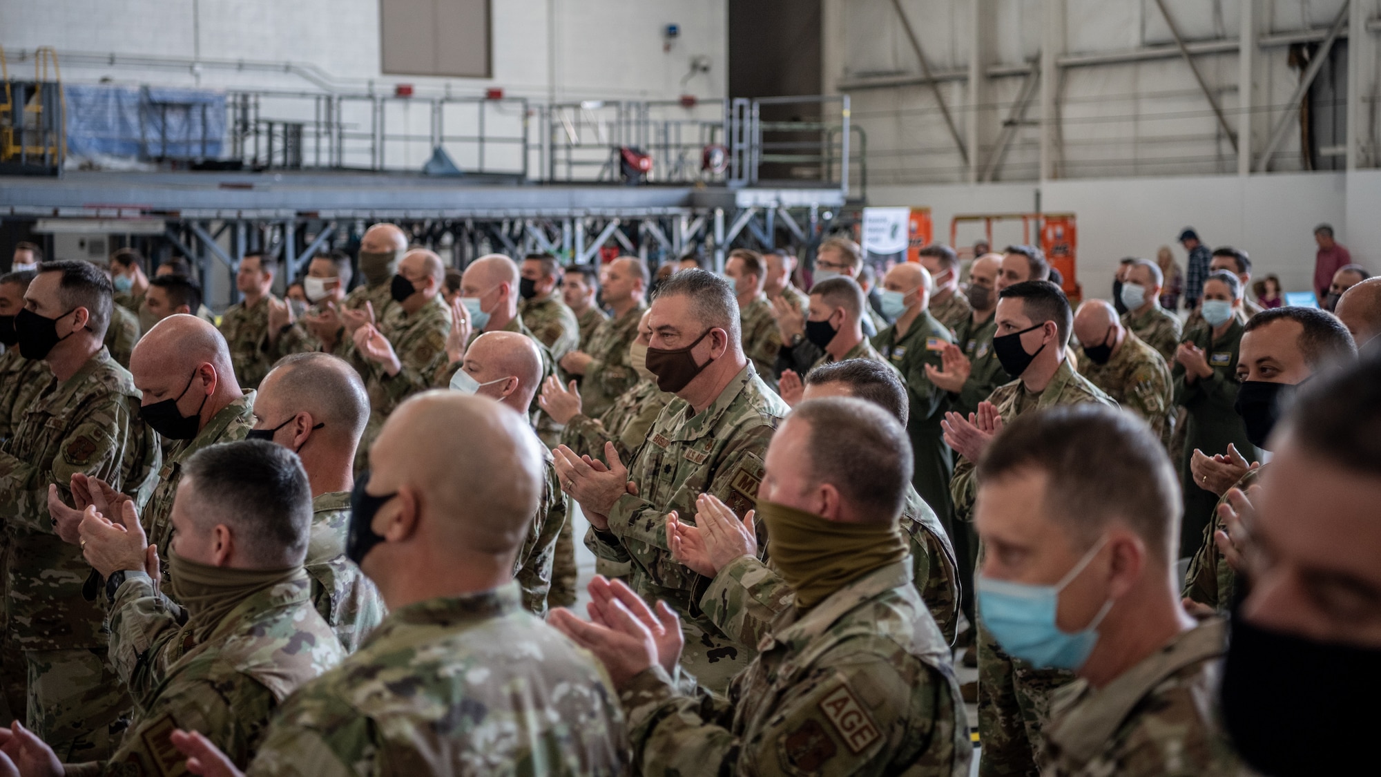 Hundreds of Airmen from the Kentucky Air National Guard attend a ceremony celebrating the 123rd Airlift Wing’s fifth Curtis N. “Rusty” Metcalf Trophy at the Kentucky Air National Guard Base in Louisville, Ky., Dec. 5, 2021. Bestowed annually by the National Guard Association of the United States, the trophy recognizes the airlift or air refueling unit that demonstrates the highest standards of mission accomplishment. (U.S. Air National Guard photo by Tech. Sgt. Joshua Horton)