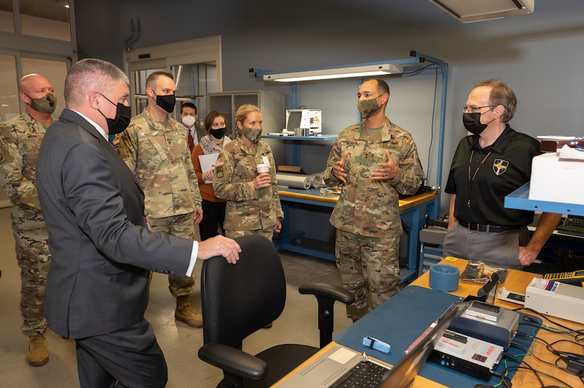 Photo of Mark Sgobba briefing Maj. Gen. Edmonson.