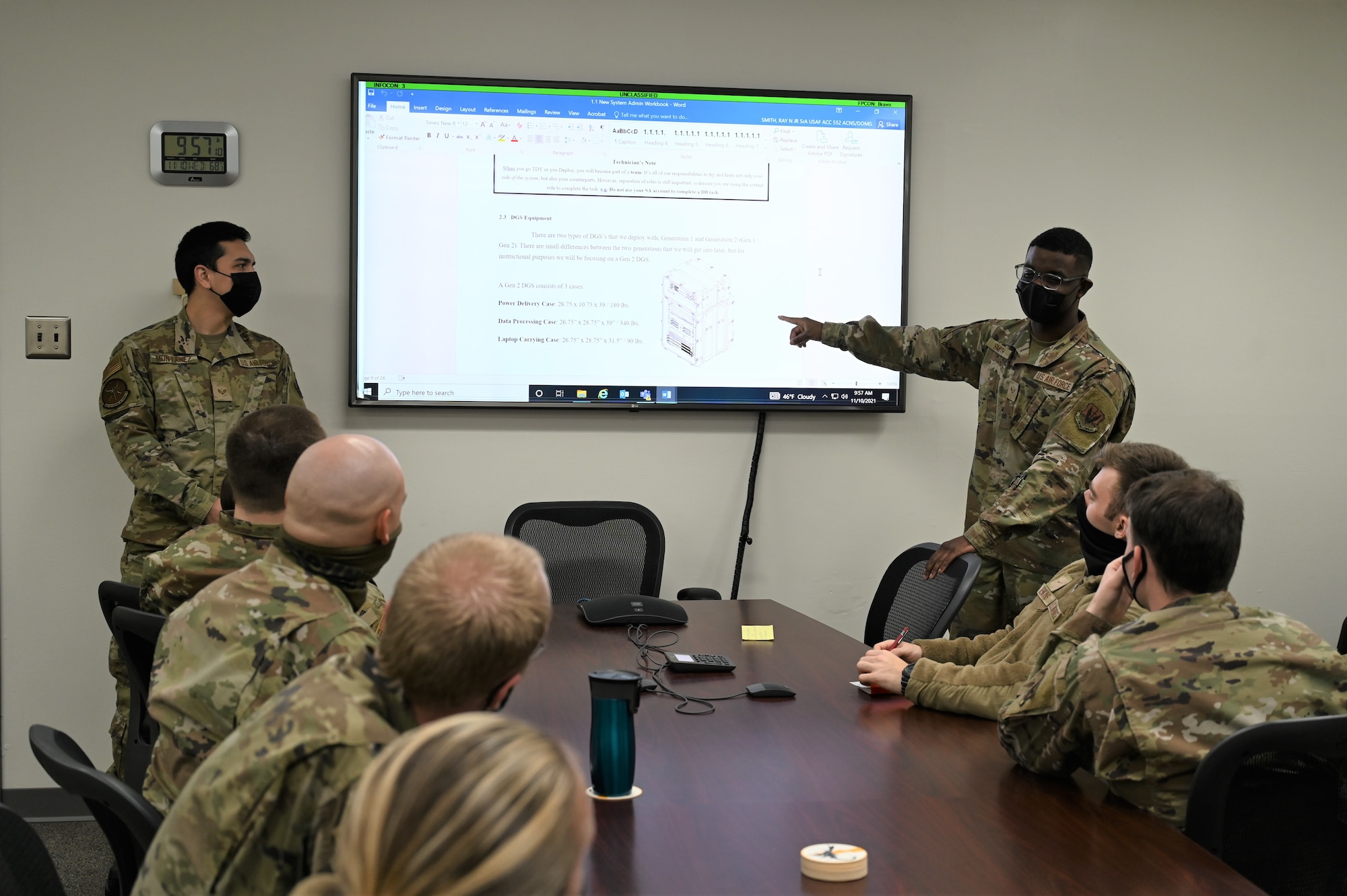 Two instructors teaching a class