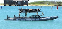 Minion, a 16-foot-long autonomous surface vessel, was designed by engineers at Embry-Riddle Aeronautical University.