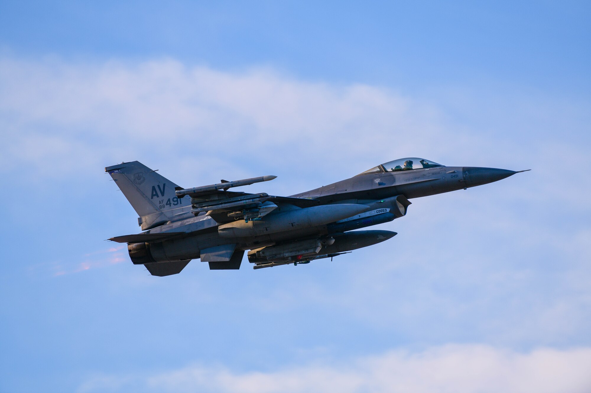 A U.S. Air Force F-16 Fighting Falcon assigned to the 510th Fighter Squadron, ascends during a training sortie at Aviano Air Base, Italy, Nov. 30, 2021. The 510th FS performs air and space control and force application roles of counter-air, strategic attack, and counter-land including interdiction and close-air support with 21 F-16CMs employing munitions in support of the joint, NATO, and combined operations. (U.S. Air Force photo by Senior Airman Brooke Moeder)