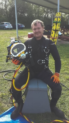 Chris Clabough finishes annual diving refresher training.