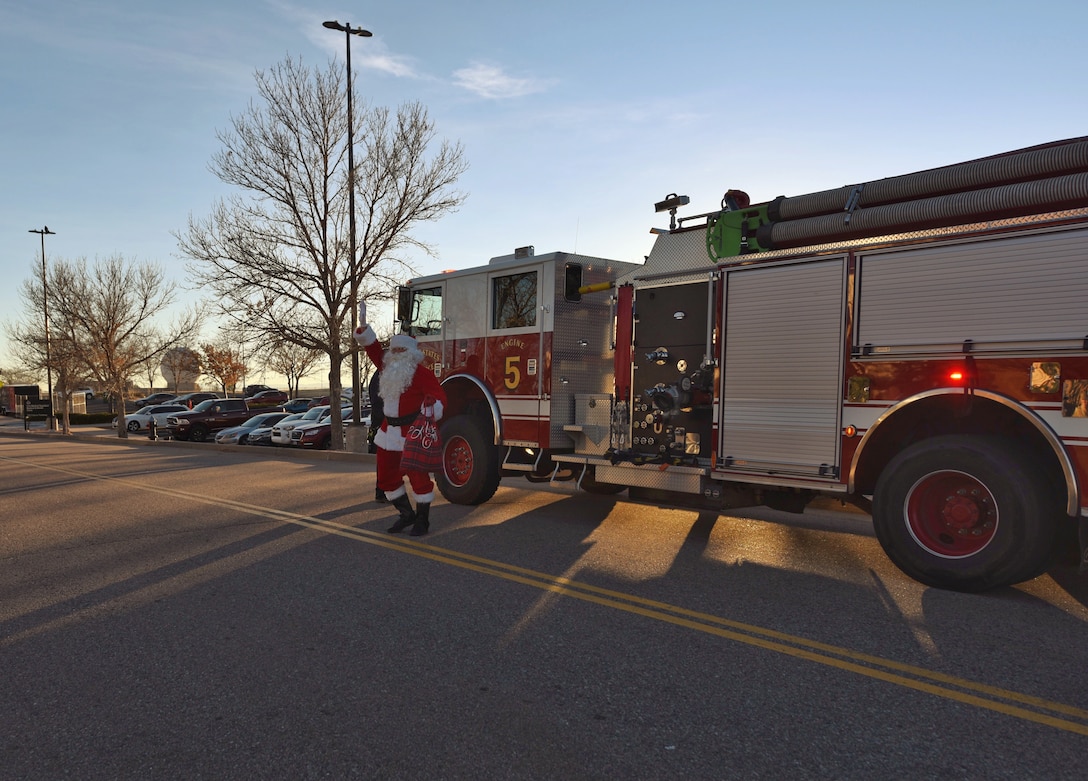 Santa and fire truck