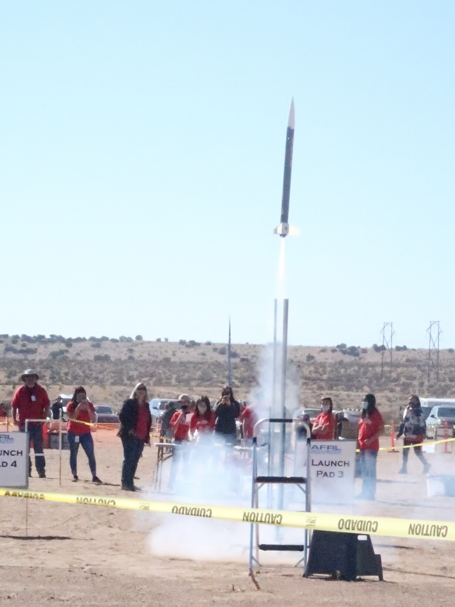 Rockets blast off as, Air Force Research Laboratory’s STEM Academy holds their annual TECH Mission Rocket Model Launch, for Albuquerque area students. (U.S. Air Force photo/Stephen Burke)