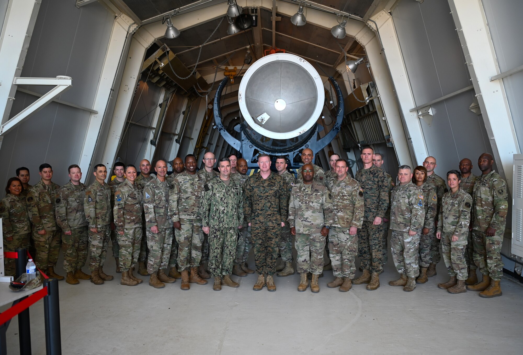 Master Gunnery Sgt. Scott Stalker, Command Senior Enlisted Leader of United States Space Command, poses for a photo with senior non-commissioned officers attending the Senior Enlisted Leader conference on Vandenberg Space Force Base, Calif., Dec. 1, 2021. The conference is a three-day event meant to master strategic initiatives for Senior Enlisted Leaders.  (U.S. Space Force photo by Airman Kadielle Shaw)