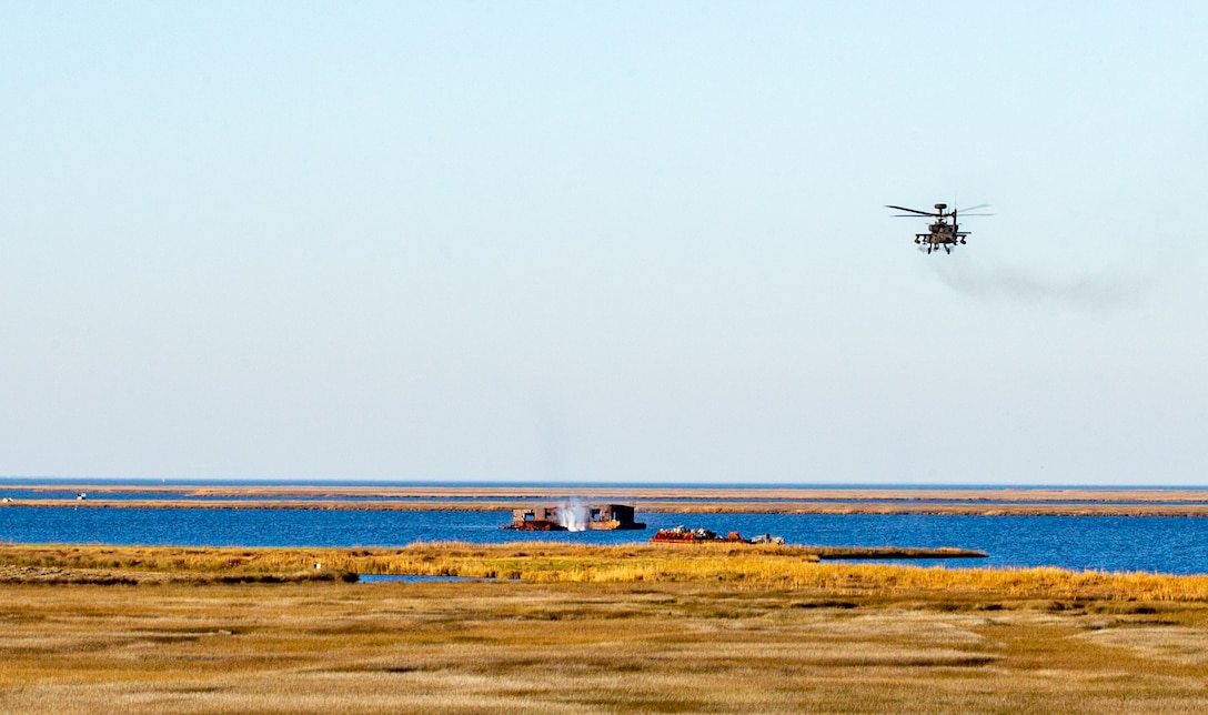 U.S. Army Soldiers assigned to Charlie Company, 1st Battalion, 101st Aviation Regiment, 101st Airborne Division, made the trip from Fort Campbell, Kentucky, to use the BT-11 range, as well as Marine Corps Outlying Field (MCOLF) Atlantic for Operation Razor Talon. The operation simulated an air-campaign against an enemy coastal defense force.