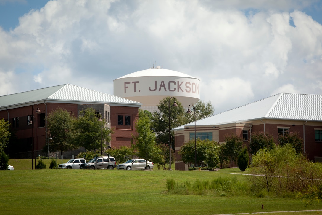 A photo of the Fort Jackson water tower aboard Fort Jackson S.C., on Sept. 4, 2014. Fort Jackson serves as one of the basic training installations for entry level U.S. Army recruits.