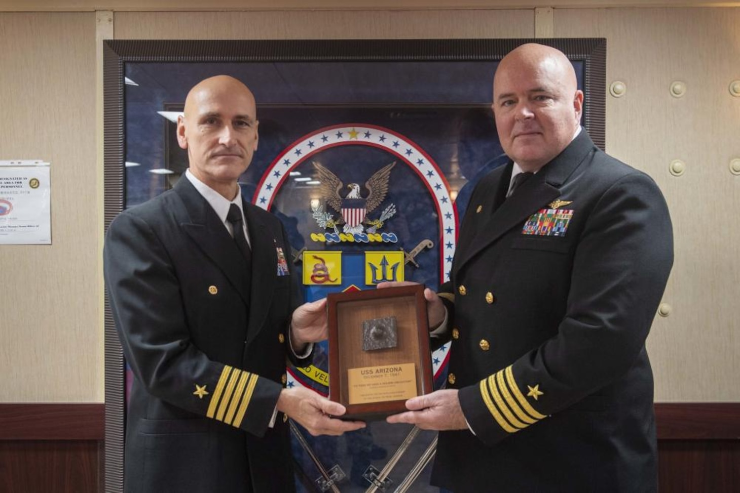 Amphibious Squadron 11 presents USS Arizona relics to ships