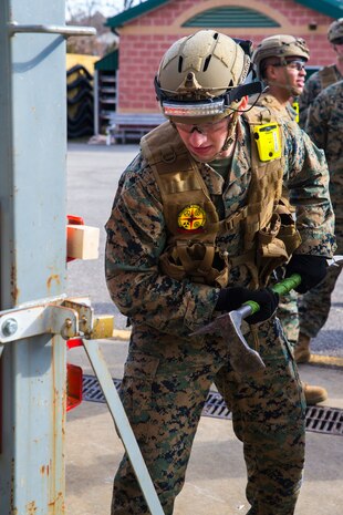 La Plata, Maryland (December 7, 2021) - U.S. Marines and Sailors, with Alpha Company, Chemical Biological Incident Response Force (CBIRF) conducts preperation for a certification exercise with Maryland Fire and Rescue Institute in La Plata, Md. CBIRF conducts periodical exercises in order to certify the Marine's and Sailor's ability to respond in an expeditious manner. (Official U.S. Marine Corps photo by Lance Cpl. Blakely Graham/Released)