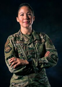 Senior Airman Amanda Alderete, 149th Fighter Wing maintenance management analyst, at Joint Base San Antonio-Lackland, Texas, June 25, 2021.