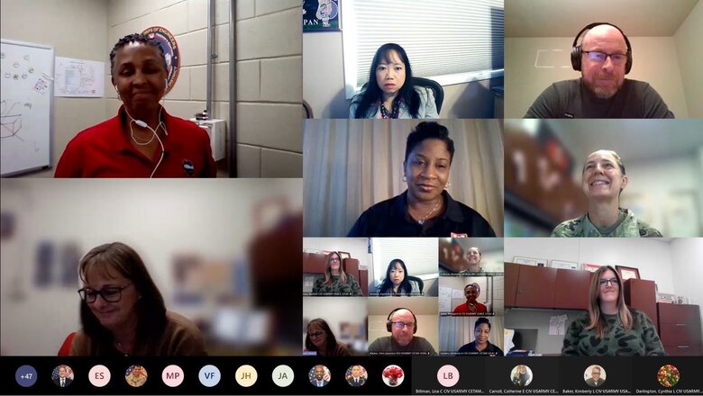 An event screenshot captures the discussion of a panel of women from the U.S. Corps of Engineers Transatlantic Division workforce who raised their voices during The Power of Women in the Workforce Diversity, Equity and Inclusion event held virtually Dec. 3.