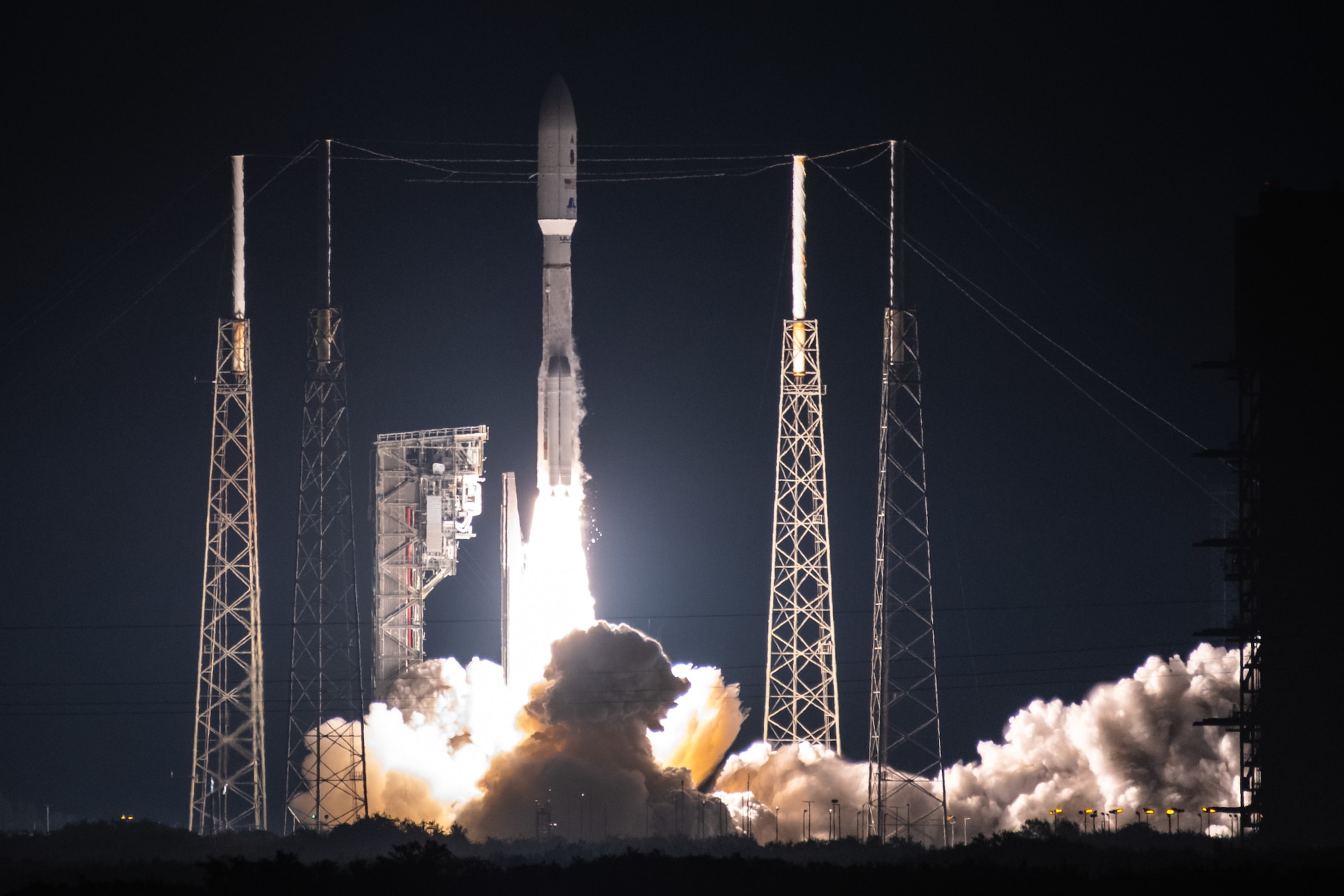 rocket launch at night