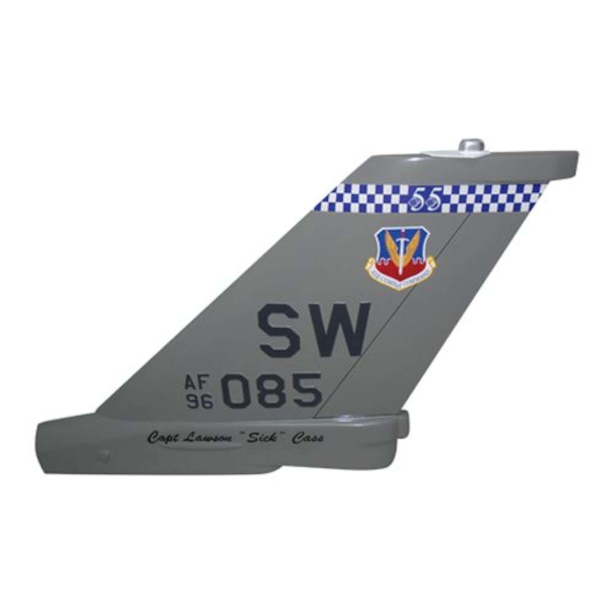 Tail flash of an aircraft assigned to the 55th Fighter Squadron