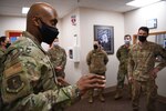 Chief Bruce talks with Airmen from the 319th Medical Group.