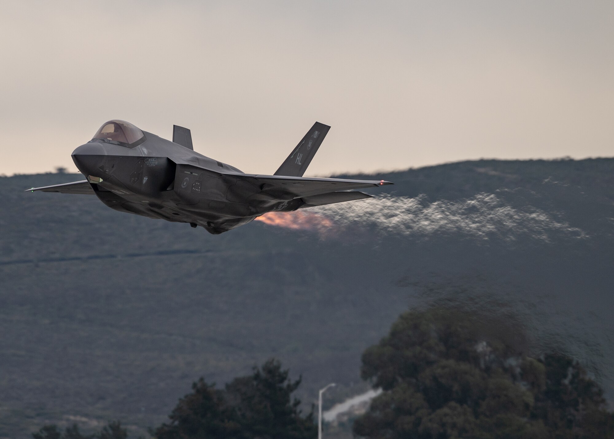 Maj. Kristin Wolfe, F-35A Lightning II Demonstration Team pilot and commander, takes off from Monterey Regional Airport after flying in the California International Air Show, Calif., Nov. 1, 2021.