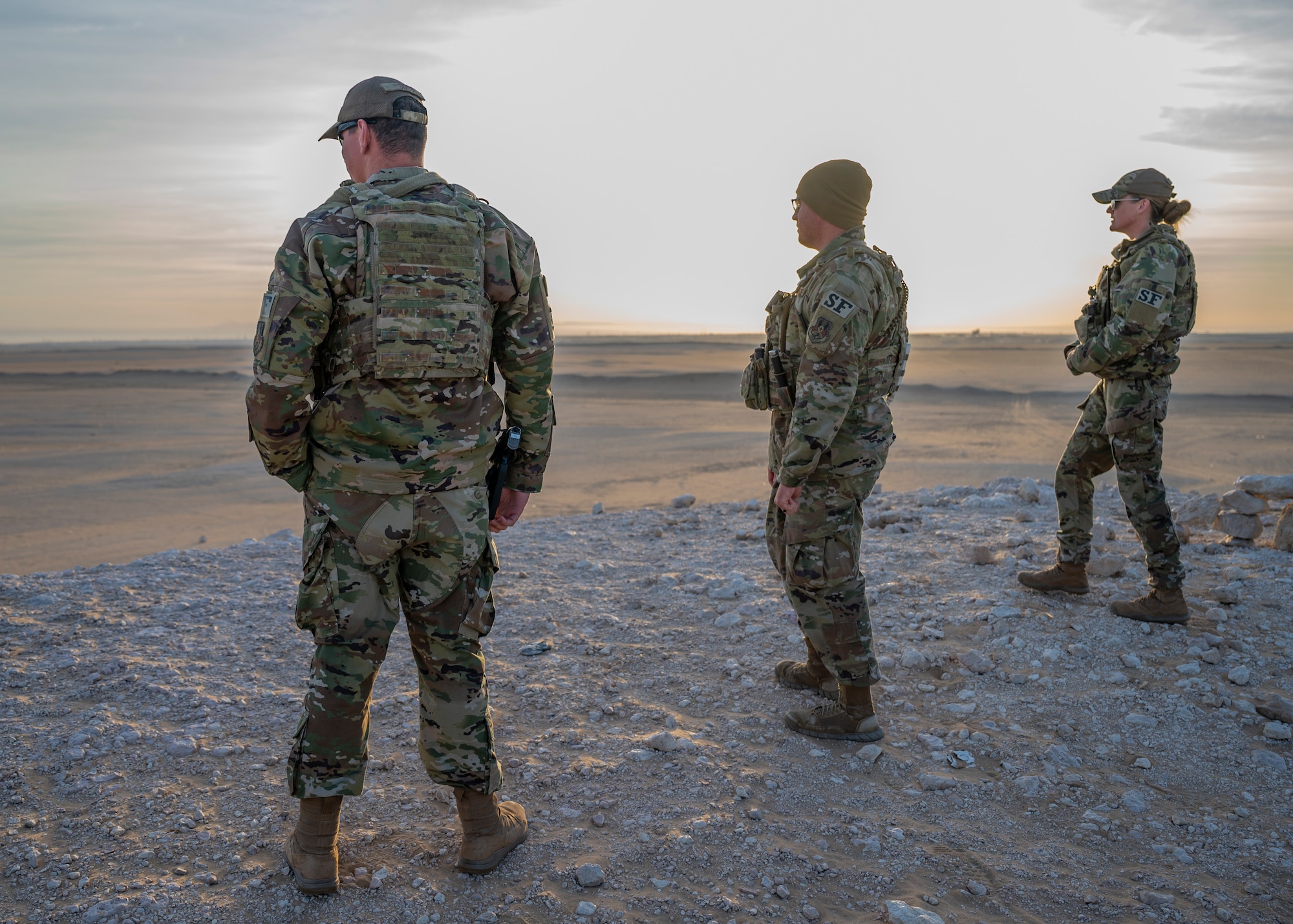 Security Forces members from the 386 ESFS provide installation defense which includes routine base security checks within a five-kilometer radius extending outward from the perimeter of ASAB.