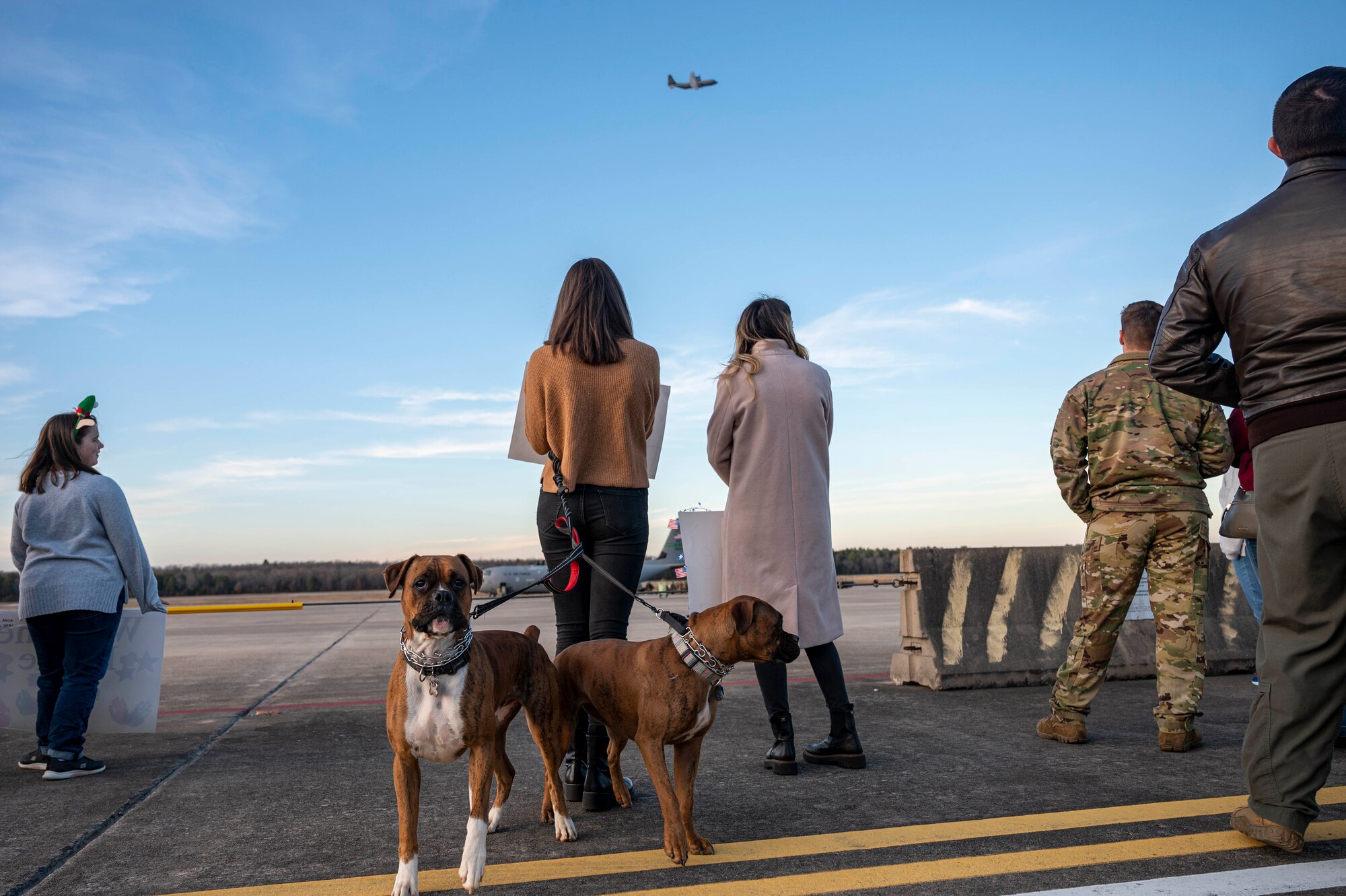 People waiting for Airmen to return from deployment.