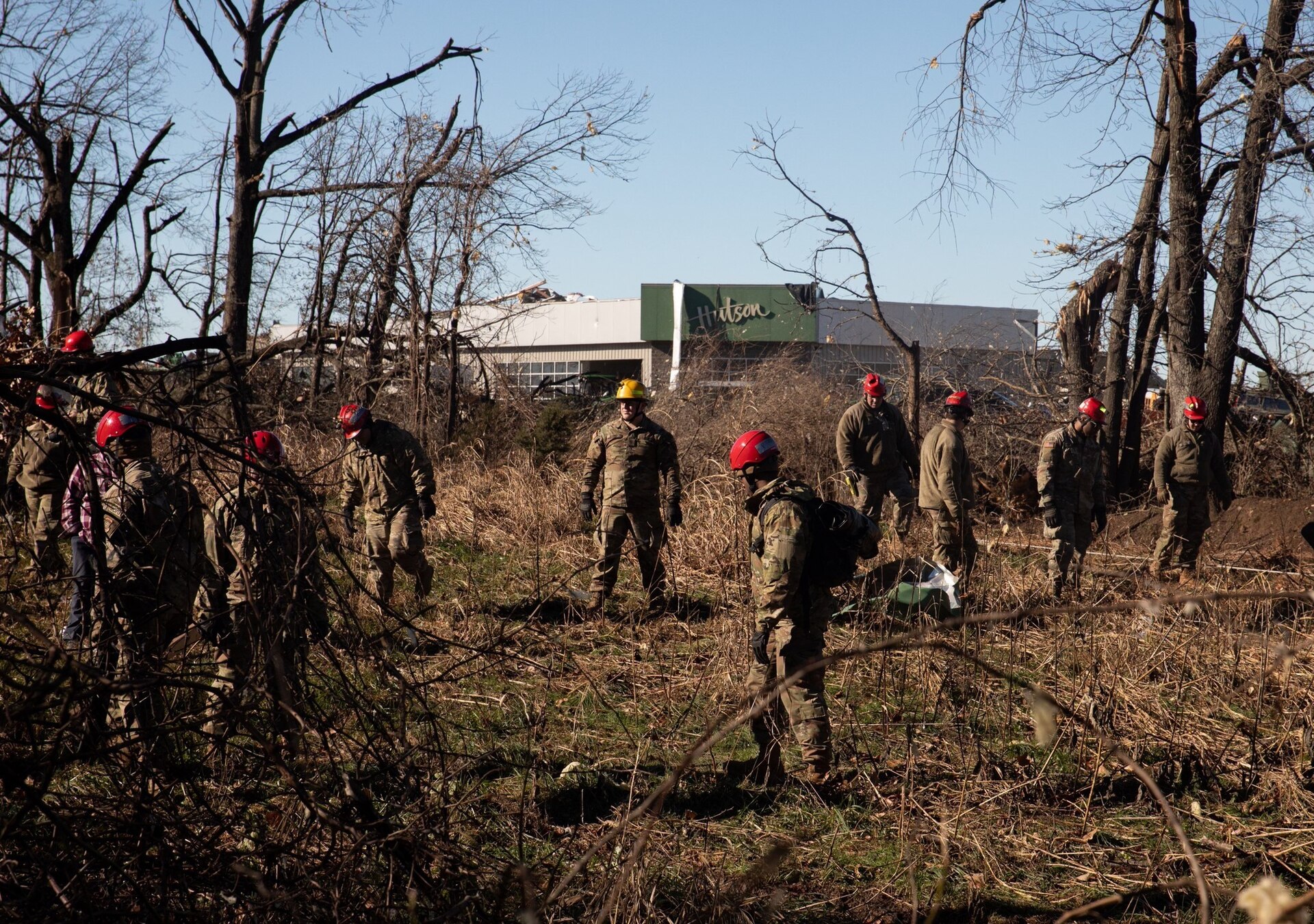 Army Guardsmen with the 301st Chemical Battalion and Air Guardsmen with the 123rd Airlift Wing continue search and rescue missions in Mayfield, Ky. on December 12th, 2021.

"I feel like extraction training has prepared me really well for a real world scenario like this," said Pvt. Tyler Price, 301st Chem. Co. "We have shown that we have a really good response time with people coming together from all over the state and they have all been able to get here quickly."