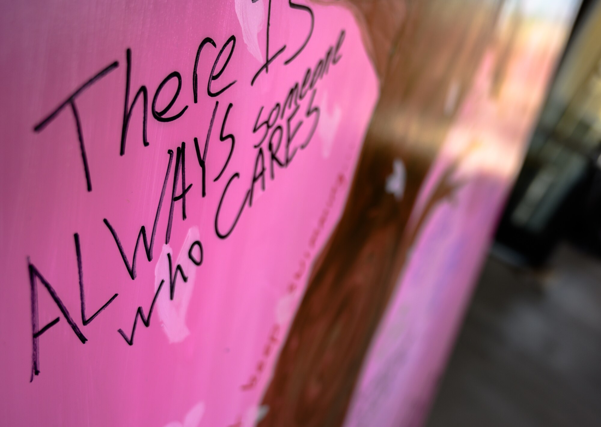 A wall with encouraging messages is on display during the Wall of Hope kickoff event Jan. 23, 2020, at Luke Air Force Base, Ariz.  (U.S. Air Force photo by Senior Airman Alexander Cook)