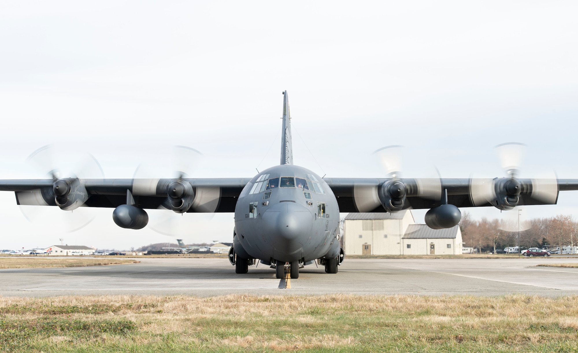 A Polish air force C-130E Hercules prepares to taxi after being loaded with cargo as part of a foreign military sales mission Dec. 7, 2021, at Dover Air Force Base, Delaware. The United States and Poland have enjoyed decades-long warm bilateral relations. Poland is a stalwart NATO ally, and both the U.S. and Poland remain committed to the regional security and prosperity of Europe. Due to its strategic location, Dover AFB supports approximately $3.5 billion worth of foreign military sales annually. (U.S. Air Force photo by Roland Balik)