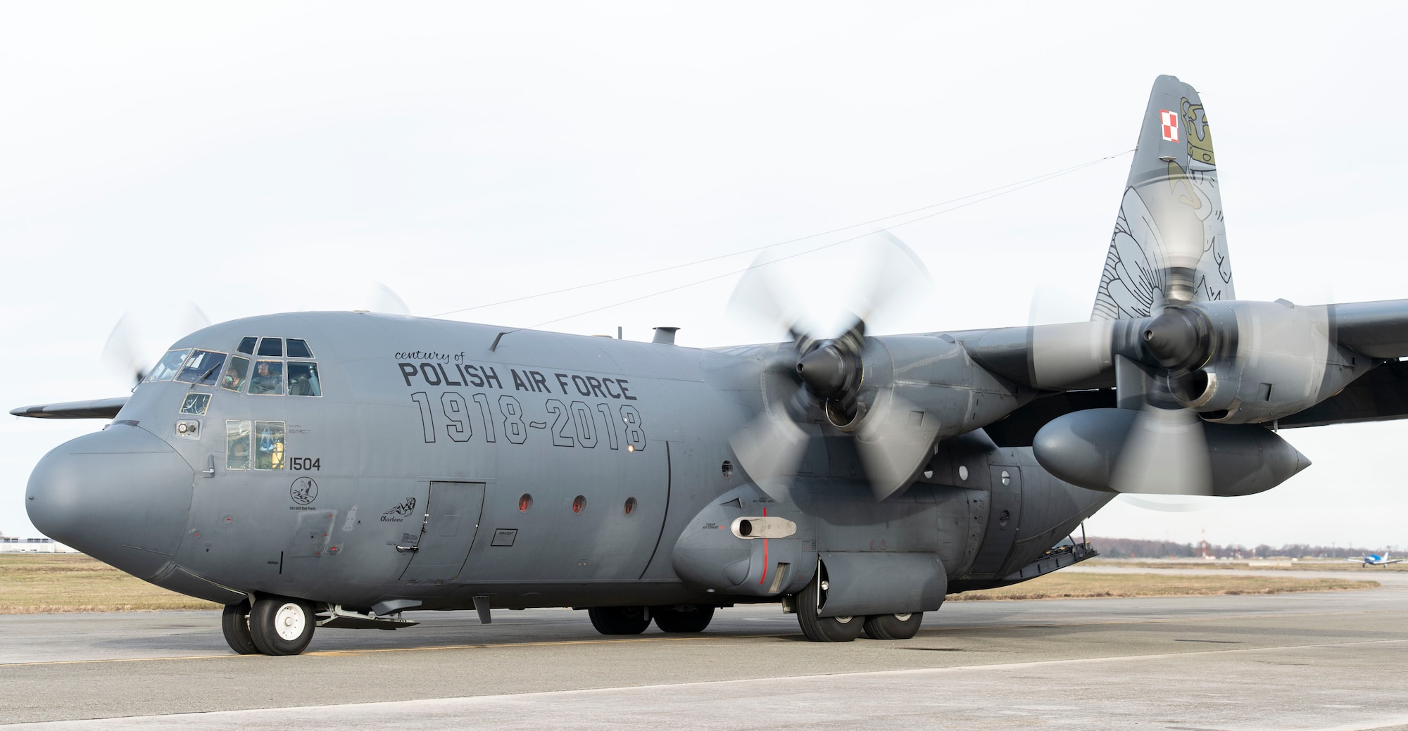 A Polish air force C-130E Hercules taxis after being loaded with cargo as part of a foreign military sales mission Dec. 7, 2021, at Dover Air Force Base, Delaware. The United States and Poland have enjoyed decades-long warm bilateral relations. Poland is a stalwart NATO ally, and both the U.S. and Poland remain committed to the regional security and prosperity of Europe. Due to its strategic location, Dover AFB supports approximately $3.5 billion worth of foreign military sales annually. (U.S. Air Force photo by Roland Balik)