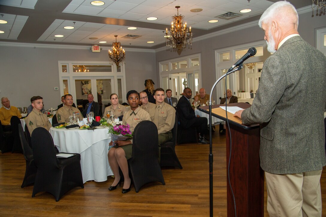 Bordes was honored as the Service Person of the Quarter due to her positive impact on the local community. She has dedicated more than 100 hours of volunteer service to local and non-local organizations. (U.S. Marine Corps photo by Lance Cpl. Jacob Bertram)