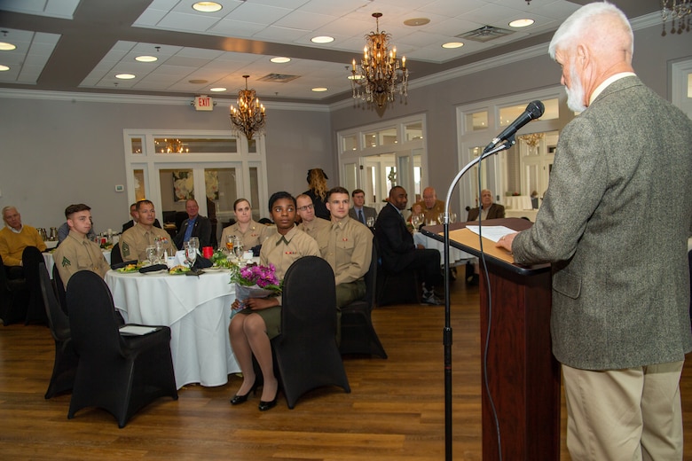 Bordes was honored as the Service Person of the Quarter due to her positive impact on the local community. She has dedicated more than 100 hours of volunteer service to local and non-local organizations. (U.S. Marine Corps photo by Lance Cpl. Jacob Bertram)