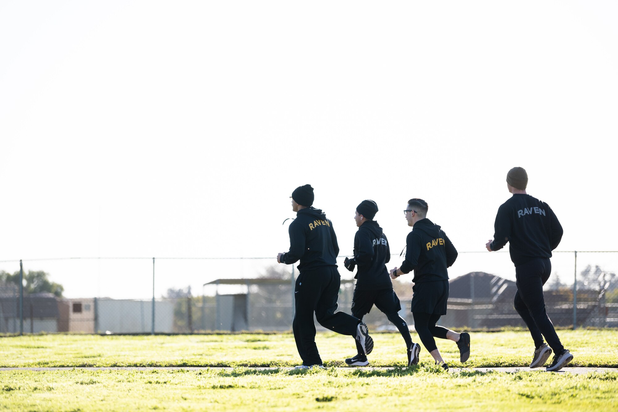 Airmen participating in a ruck march