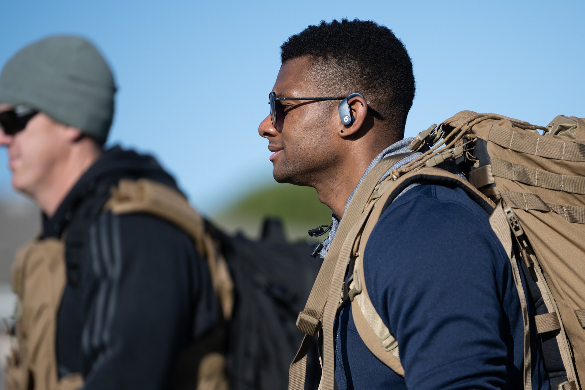 Airmen participating in a ruck march