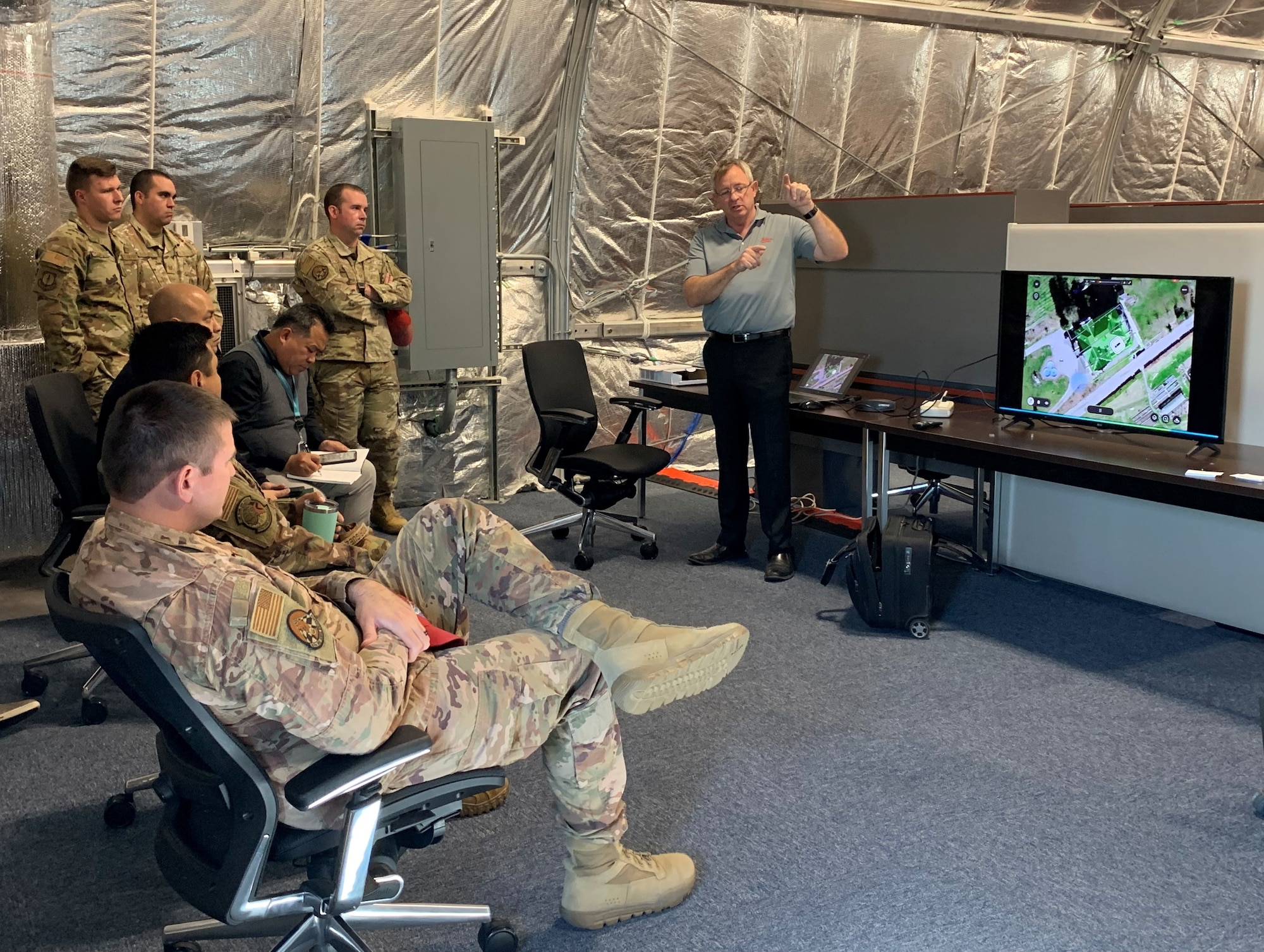 Airmen learn about LiDAR capabilities paired with unmanned vehicles.