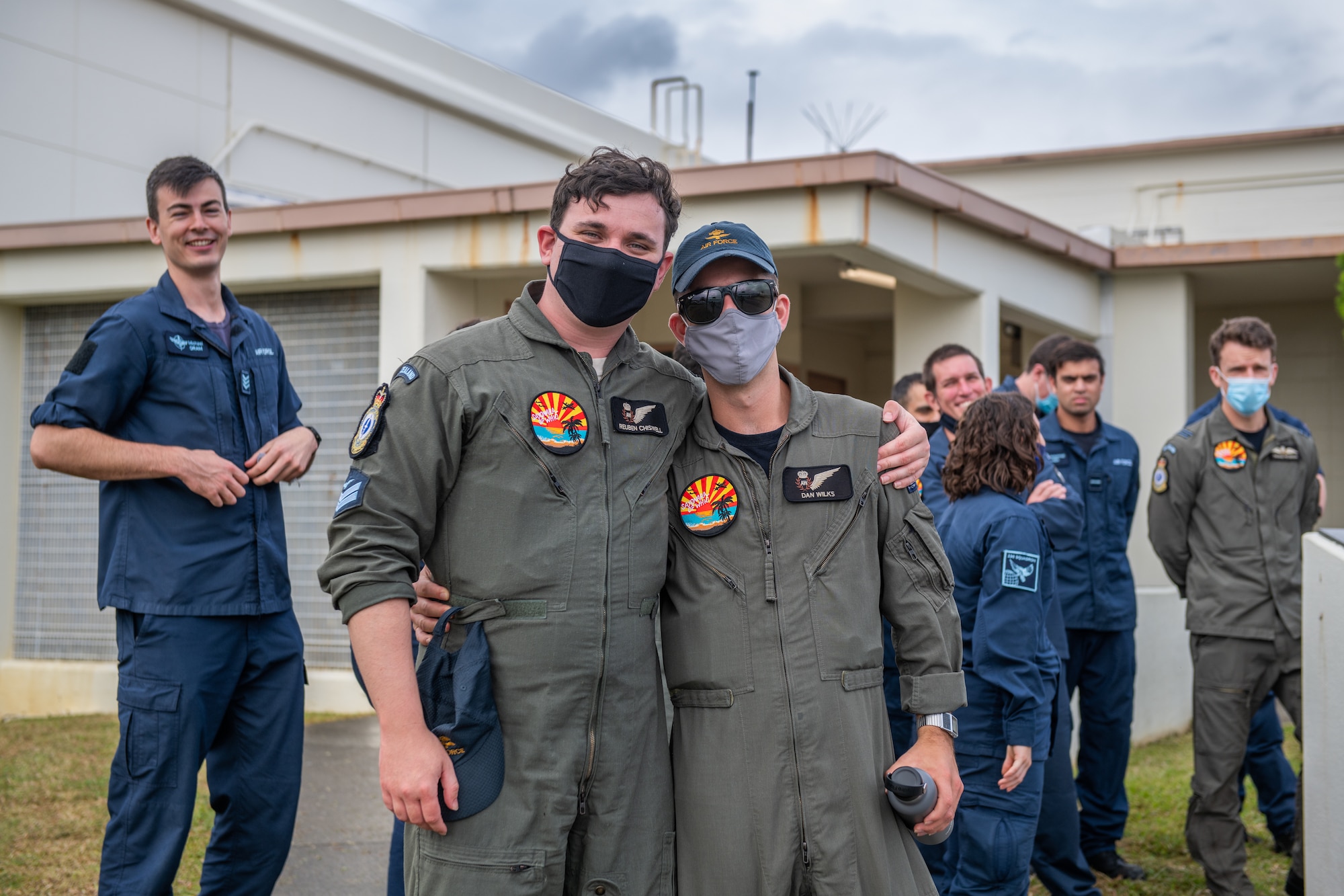 Two military members from New Zealand pose for a photo at Kadena Air Base