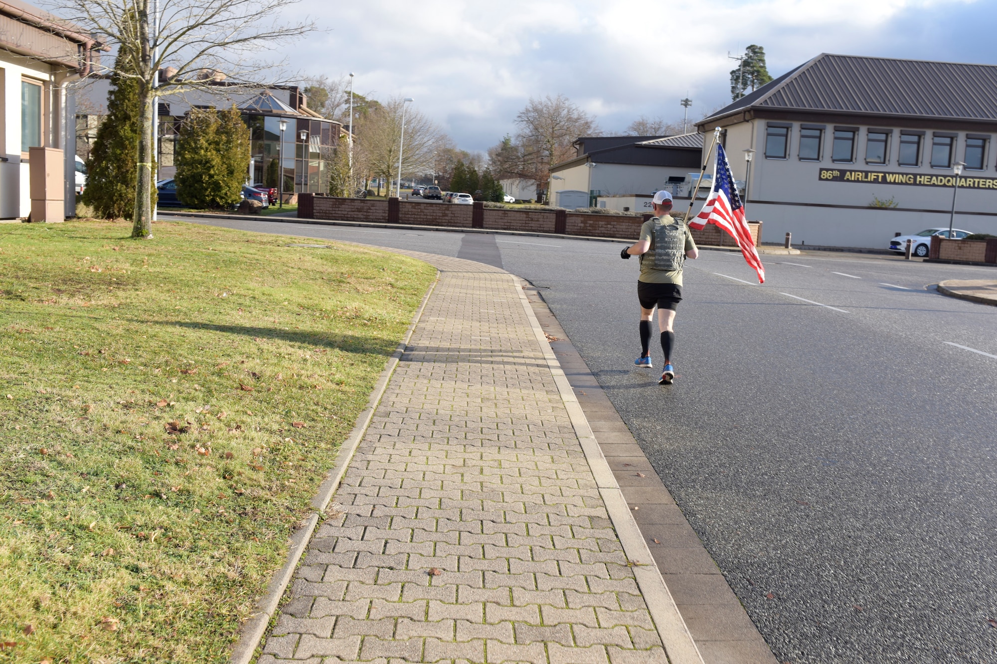 Man runs down street