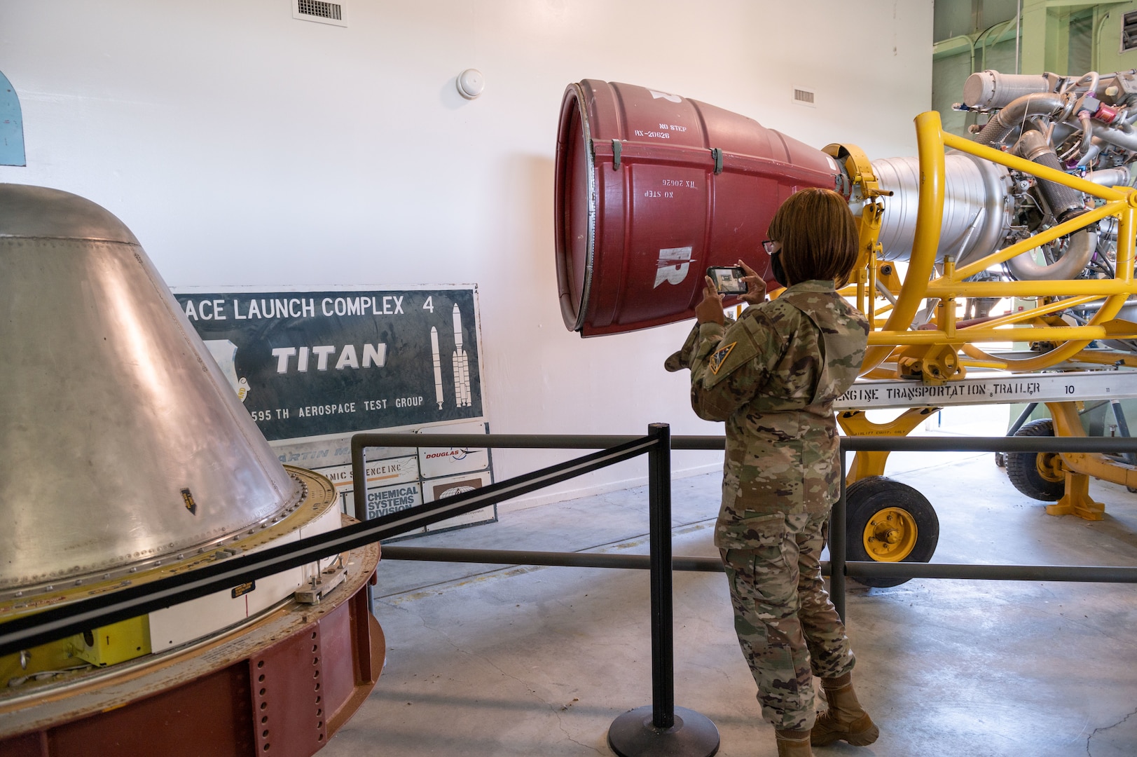 Service member tours Space and Missile Heritage Museum.