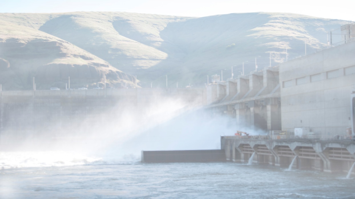 soft morning light on lower granite dam