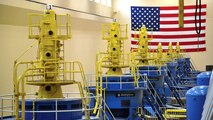 Power-generating units at Lower Granite Lock and Dam near Pomeroy, Wash. in February 2010. The powerhouse has six 135,000-kilowatt units.