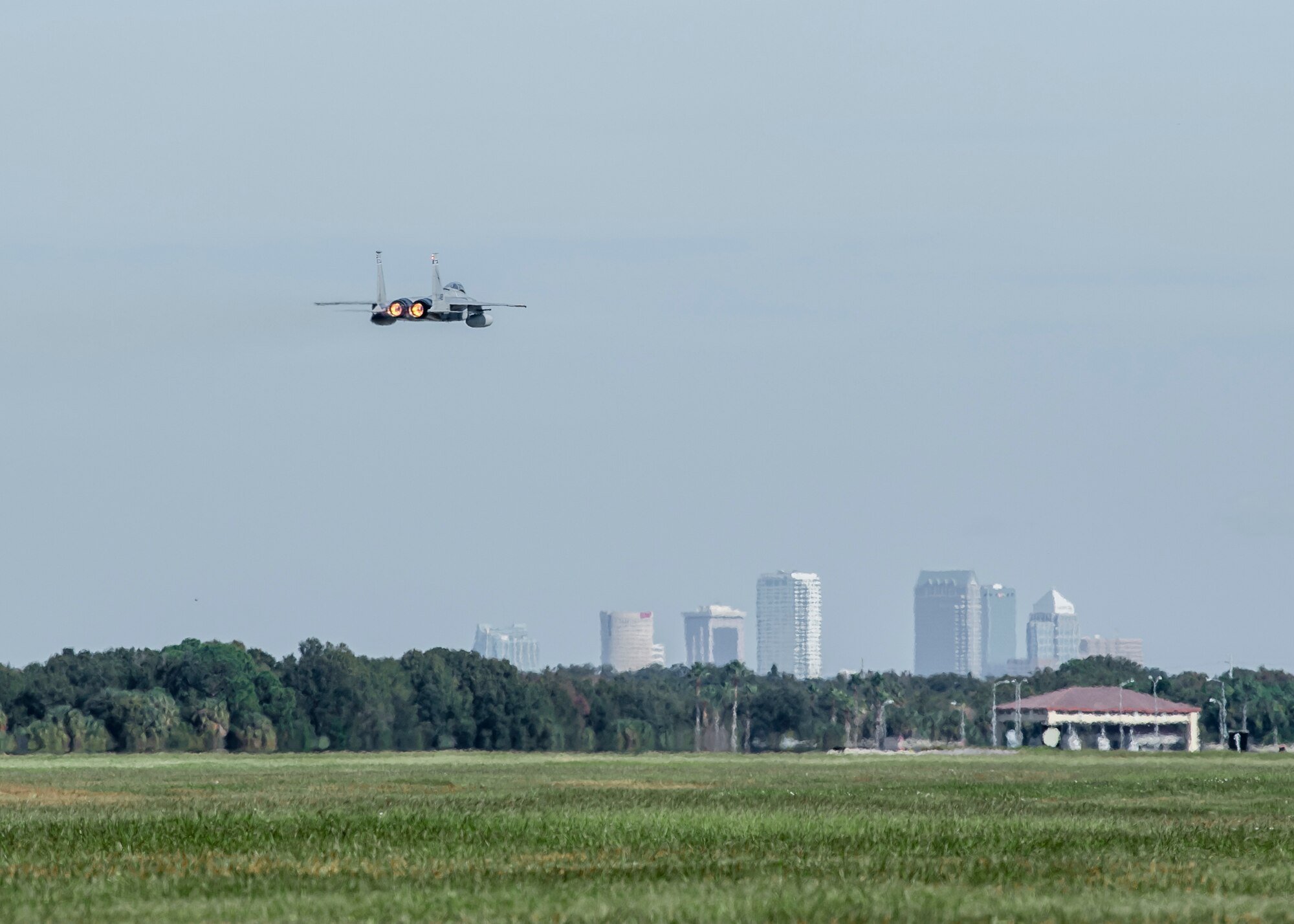 An F-15C Eagle aircraft from the 159th Fighter Squadron, 125th Fighter Wing, Florida Air National Guard, takes off from MacDill Air Force Base, Florida, Dec. 3, 2021.