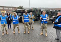 The 405th AFSB command team, Col. Brad Bane and Command Sgt. Maj. Kofie Primus, conducted a site visit and maintenance terrain walk of the Army Prepositioned Stock-2 worksite at Tower Barracks, Dülmen, Germany, Dec. 15. The 405th AFSB's Army Field Support Battalion Germany, commanded by Lt. Col. Rebecca Milkowski-Gerdelman, is responsible for the Dülmen APS-2 worksite. When Army Field Support Battalion Germany assumed command and control of the Dülmen APS-2 worksite from Army Field Support Battalion Mannheim in October, that marked the 405th AFSB's first official step to regionally align its four battalions and its critically important APS-2 program to best support U.S. Army Europe and Africa – to include future APS-2 operations in Powidz, Poland. (Photo by Sgt. 1st Class Guido Fermin)