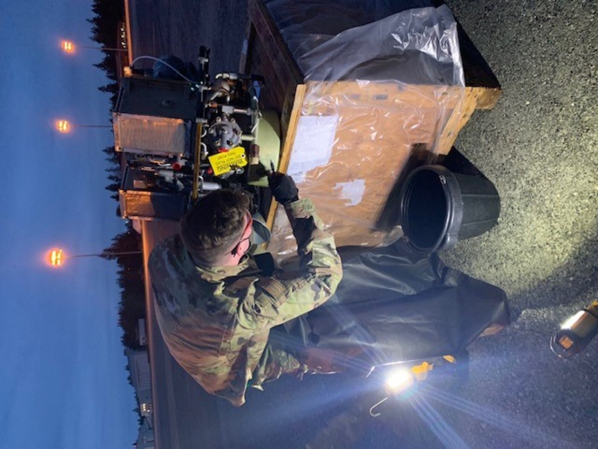 U.S. Air Force Senior Airman Stephen Garner, cross-utilization course student, completes on-the-job training in the Cross Utilization Course at Joint Base Lewis-McChord, Washington, Nov. 24, 2021. The CUT course is designed to train Airmen from various maintenance-related career fields and provide them the tools needed to aid undermanned or constrained Air Force Specialty Codes in order to utilize already proficiently trained Airmen to be more well-rounded, better equipped and more knowledgeable about all things related to C-17 Globemaster III maintenance. (U.S. Air Force photo by Master Sgt. Justin Bezerra)