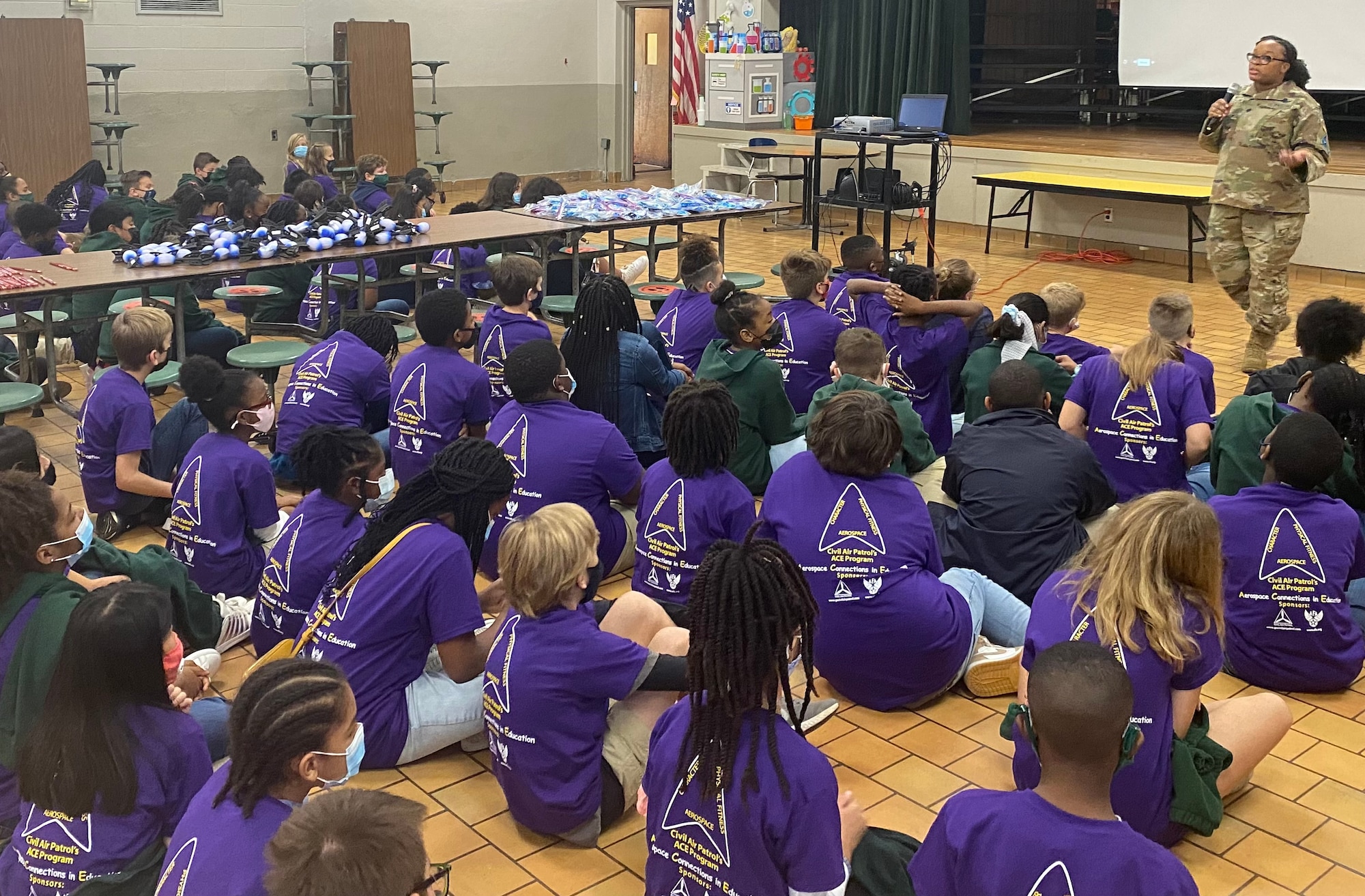 Lt. Col. Joan Thomspon, 13th Delta Operations Squadron Commander speaks with students in Montgomery, Ala. in support of the STEMtoSpace Program. The STEMtoSpace program’s goal is to invest in the nation’s youth, and show them the possibilities of science, technology, engineering and mathematics oriented education and the opportunities those fields present within the Space Force.